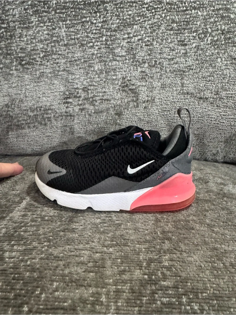 Nike Air Max 270 GS Black Gray Pink Training Sneakers Size 9C